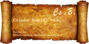 Csipke Boglárka névjegykártya